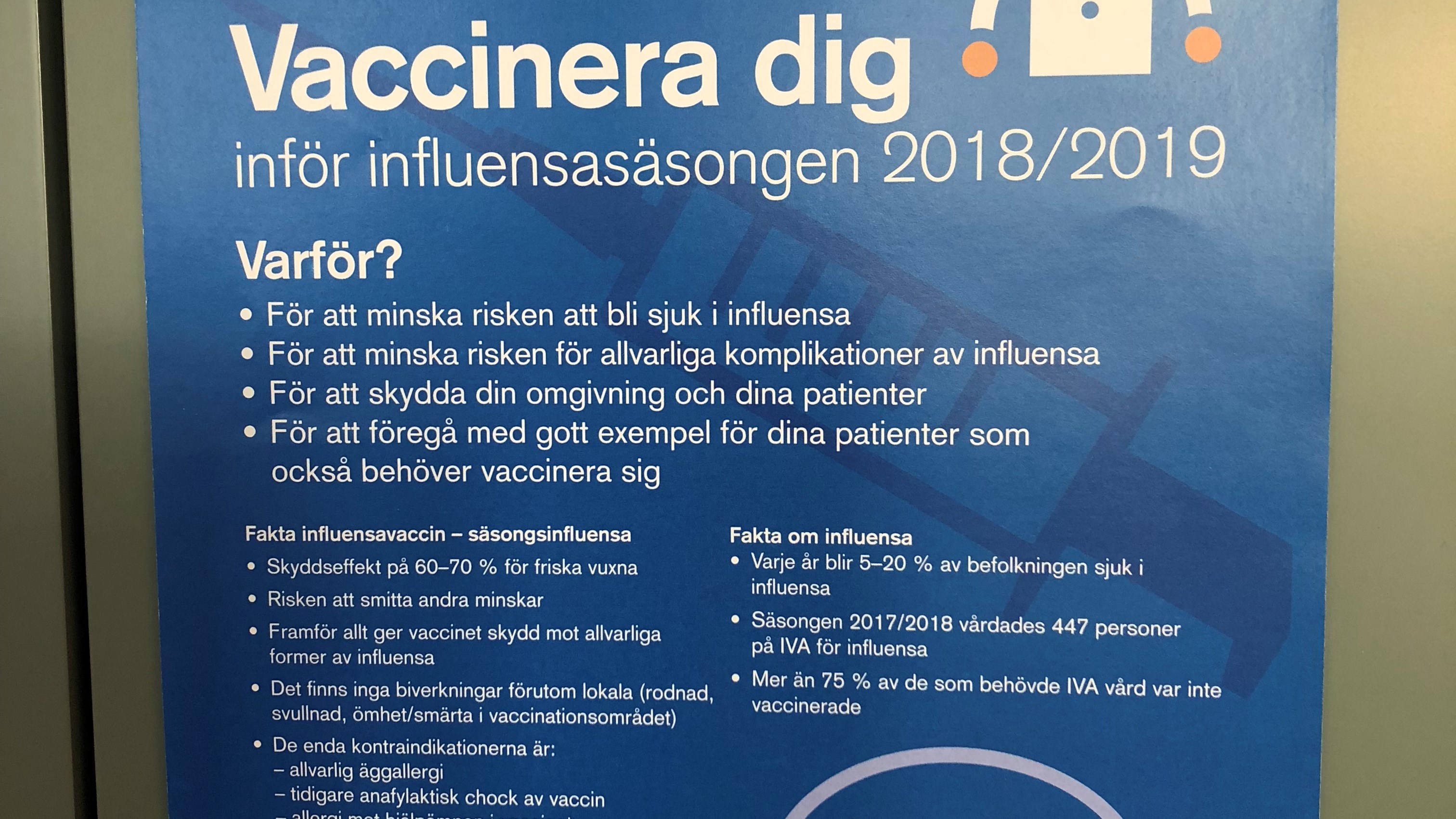 Vårdpersonal i Region Uppsala uppmanas vaccinera sig inför influensasäsongen