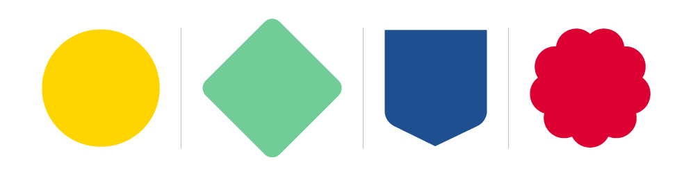 Fyra exempel på splashar i olika färger