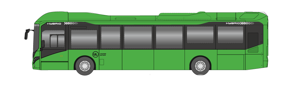 Stadsbuss sett från sidan.