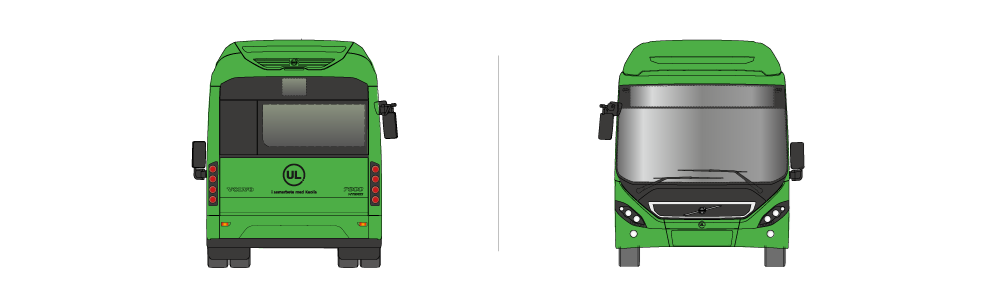 baksida av buss och framsida av buss