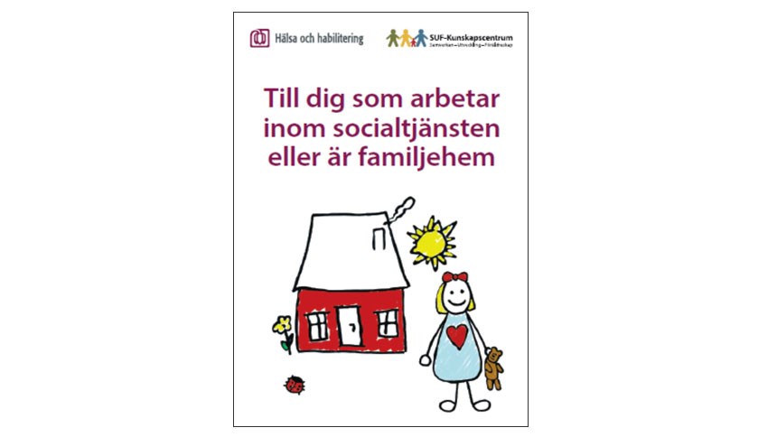 Folderframsida med illustrationa av hus och barn.